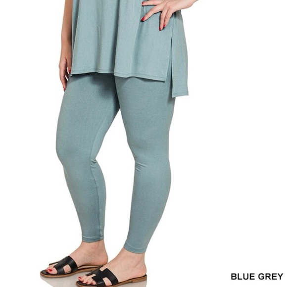 New! Plus Sizes Microfiber Blue Grey Oversized Loungewear Leggings Set 1X 2X 3X - Picture 3 of 4
